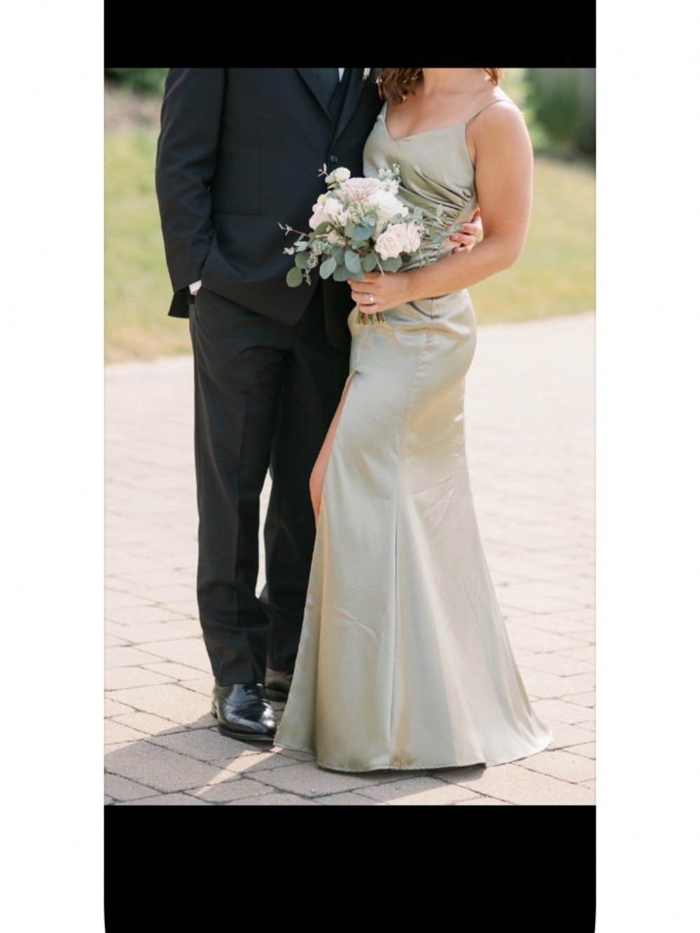 Sage satin dress